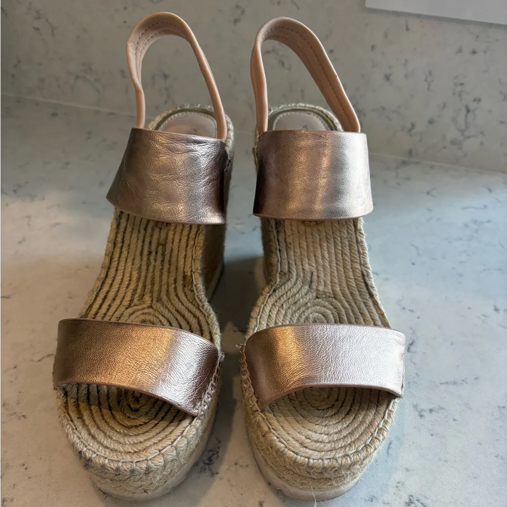Steve Madden | Metallic Platform Wedge Sandals, Sz 9.5, Rose Gold